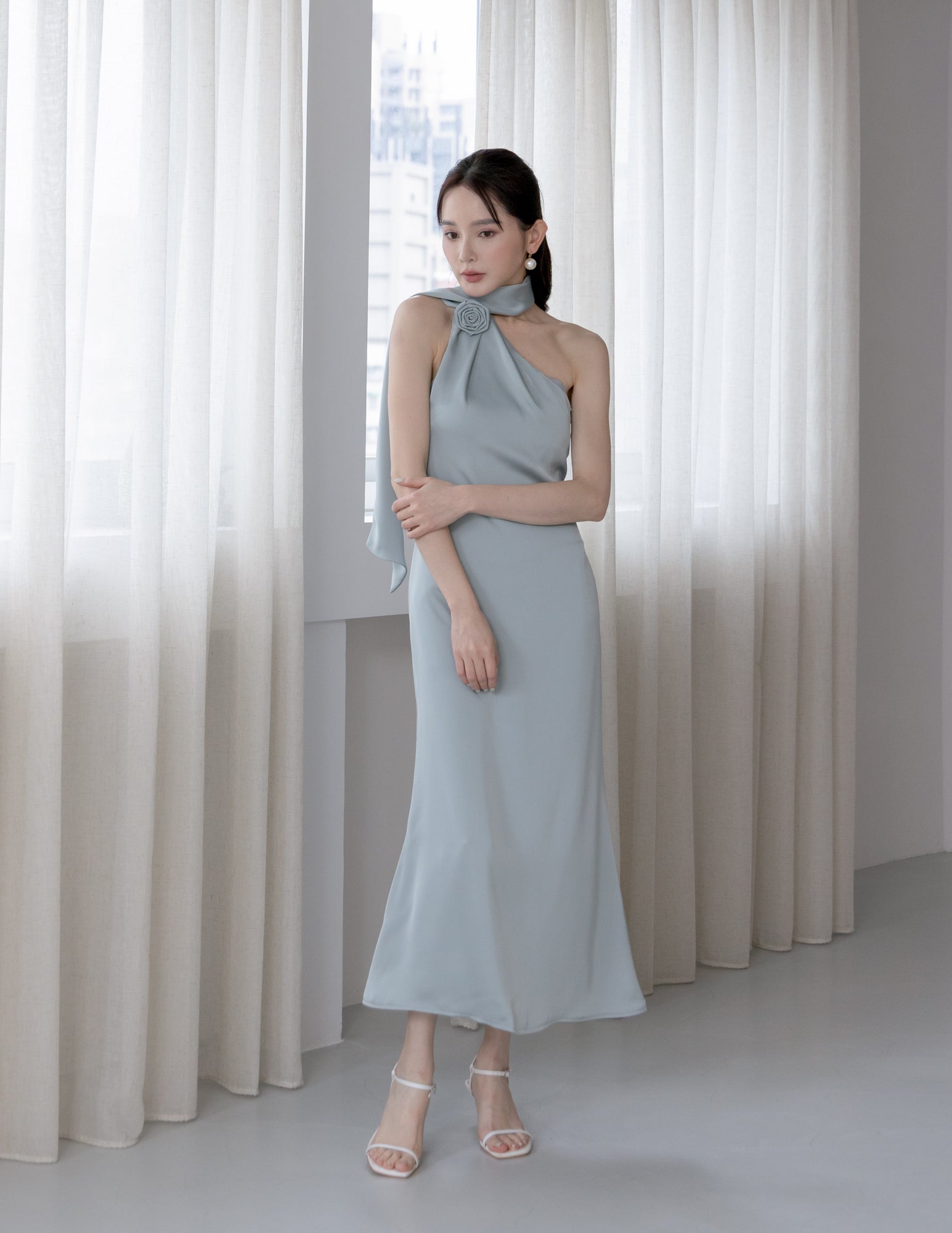 Paulina Toga Satin Dress in Jade Paulina Toga Satin Dress in Jade
