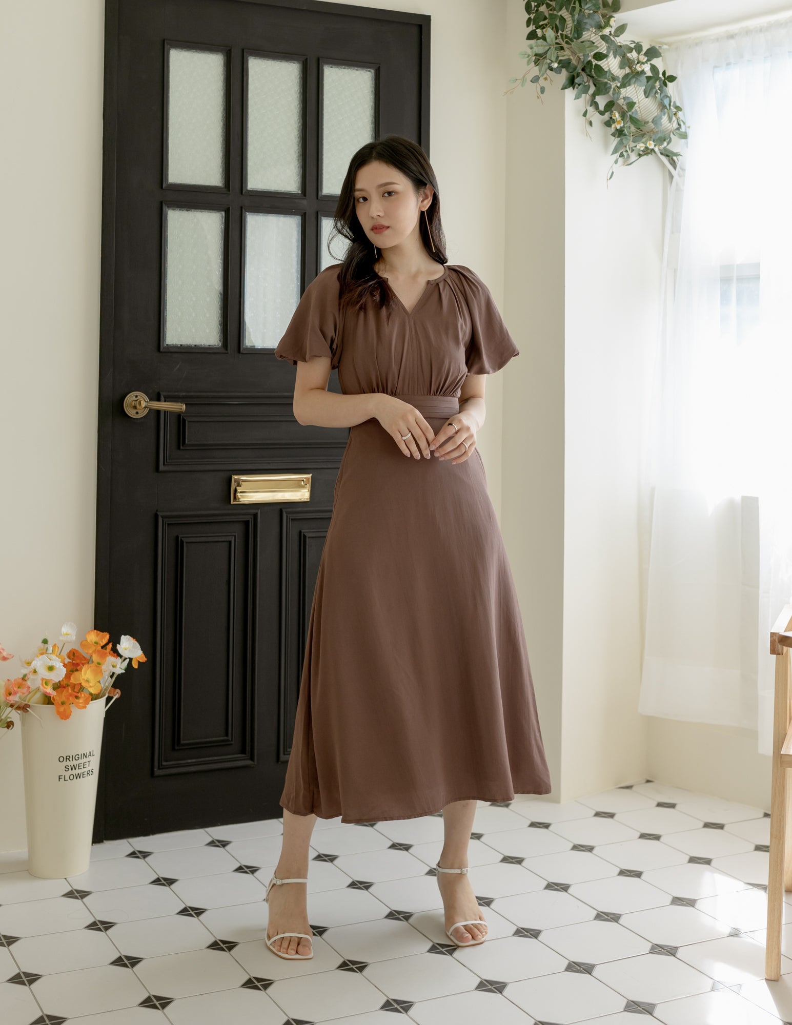 Ophelia Midi Dress in Brown Ophelia Midi Dress in Brown