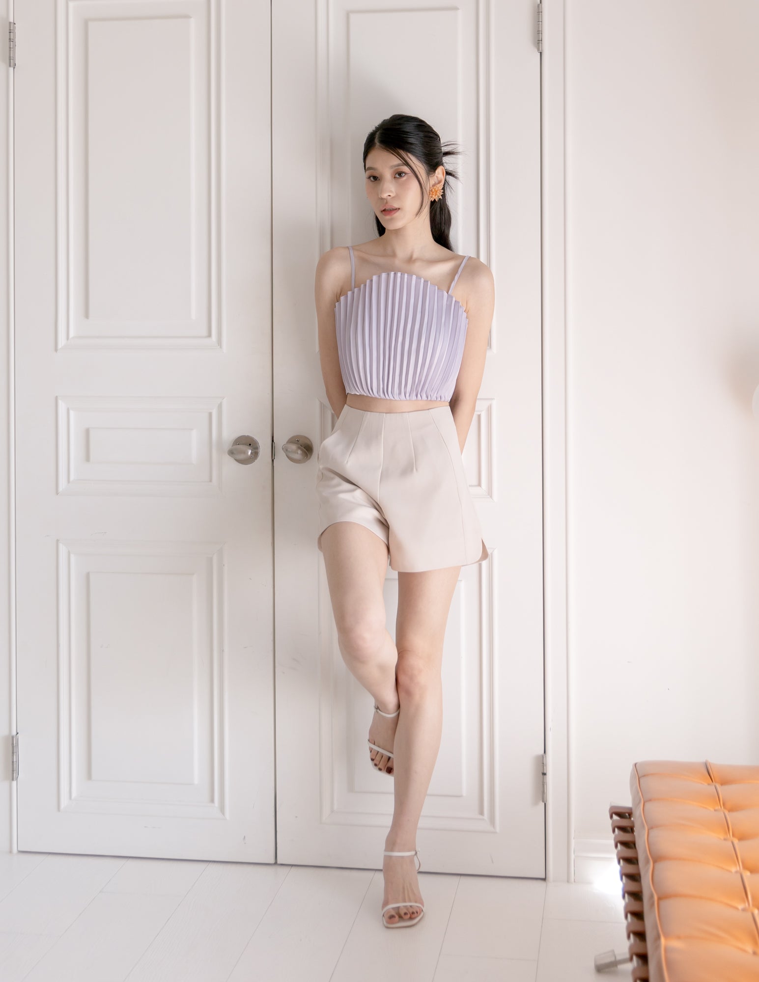 Zoya Pleated Top in Lilac