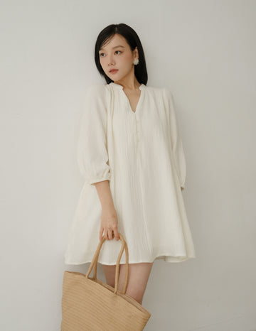 Lillie Muslin Mini Dress in Ivory