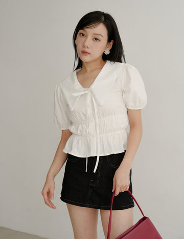 Aveline Peterpan Collar Blouse in White