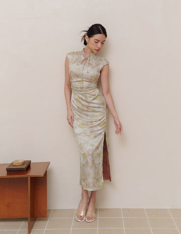 Tina Cheongsam Dress in Jade Garden
