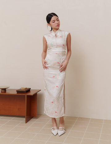 Tina Cheongsam Dress in Ivory Koi