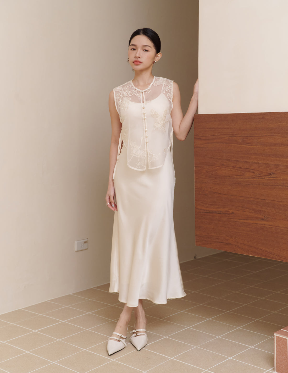 Xuan Cami Satin Dress in Ivory