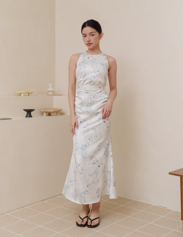 Cameron Ruched Dress in Blue Mist