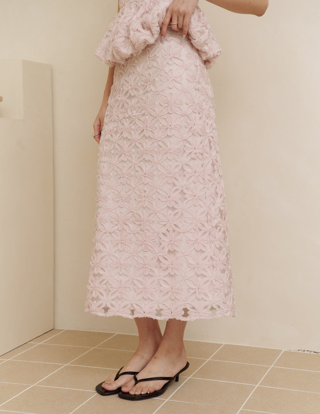 Everly Petal Midi Skirt in Pink