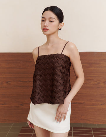 Helena Weave Top in Brown