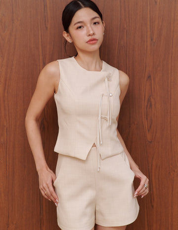 Esther Vest Top in Blush Beige