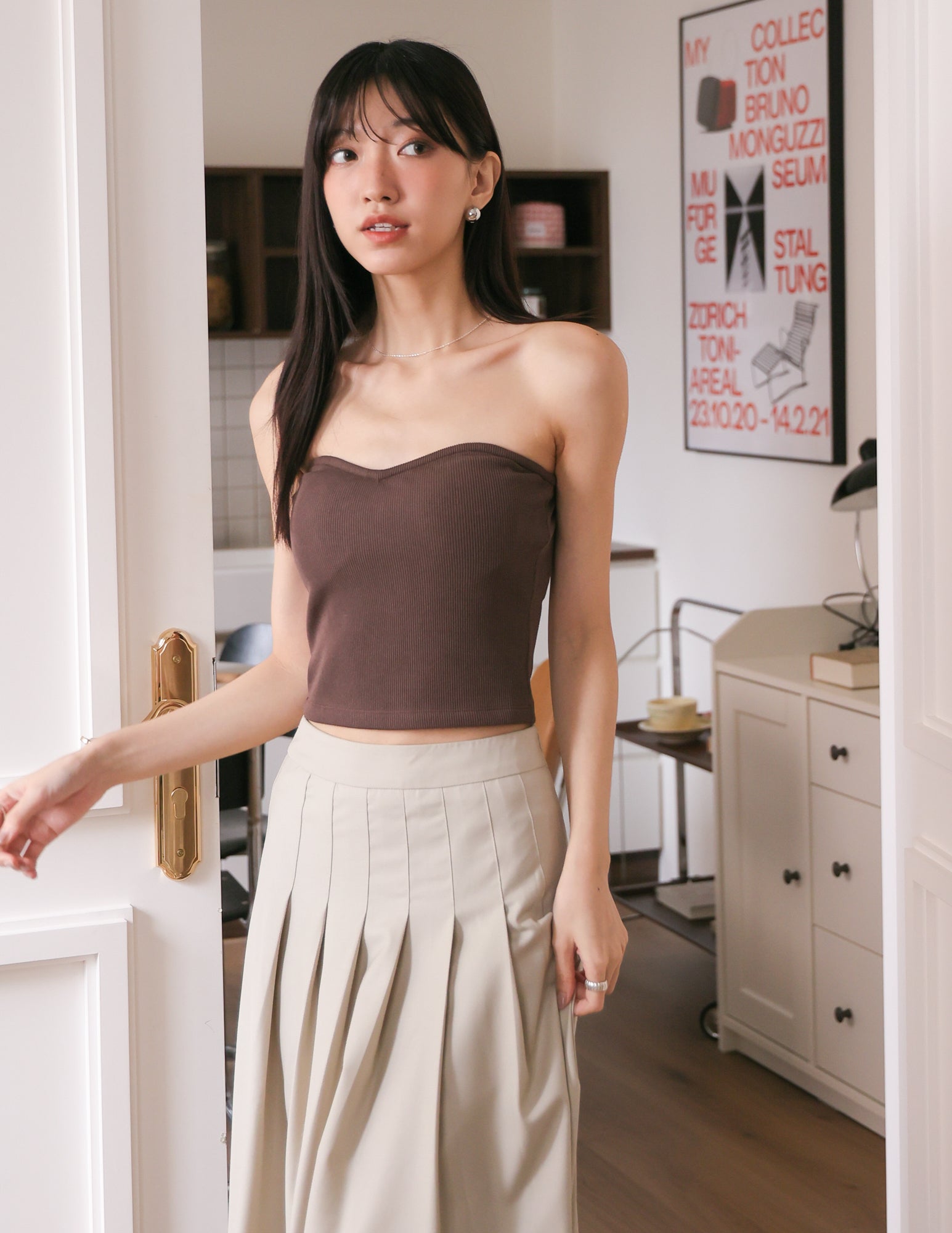 Lucy Padded Top in Brown