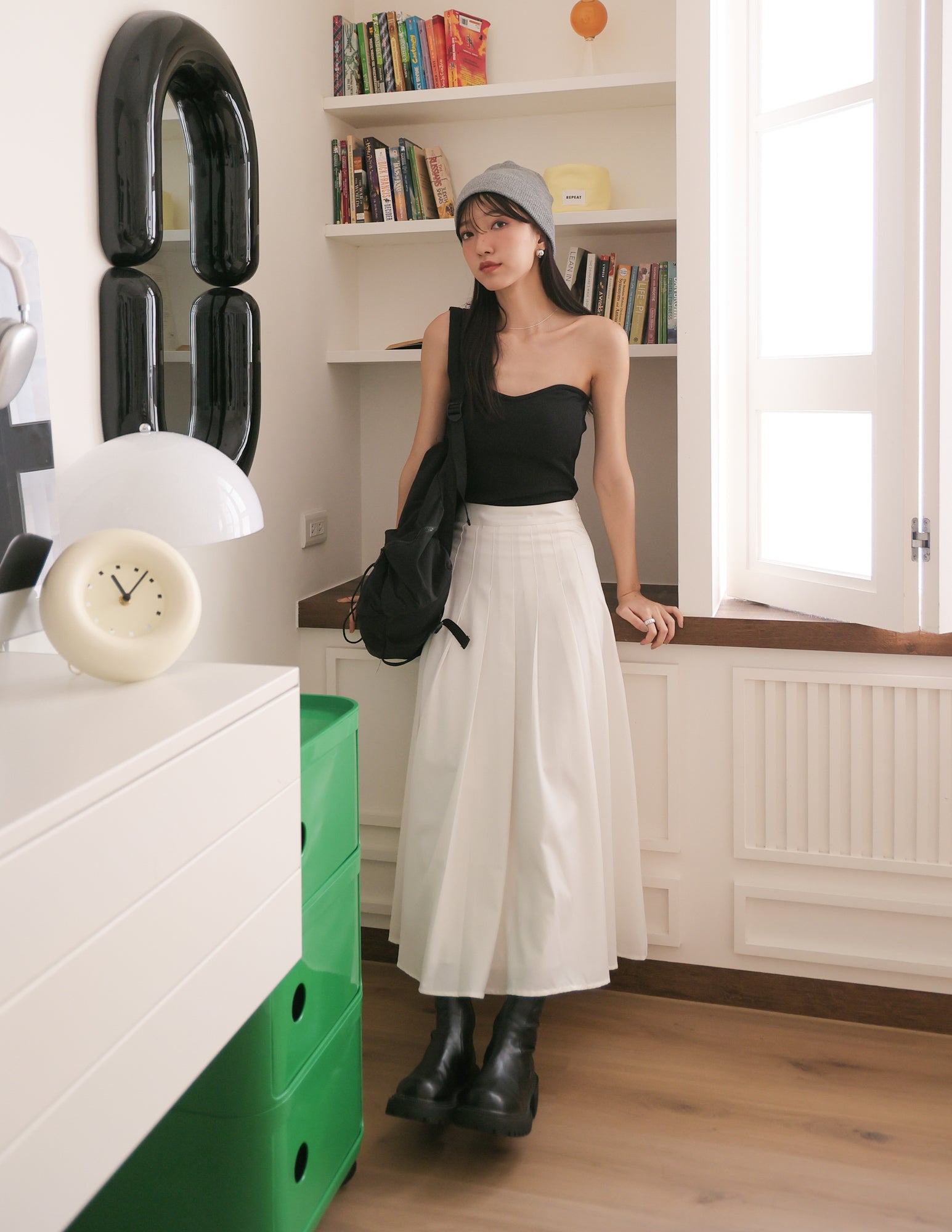 Colette Pleated Skirt in White
