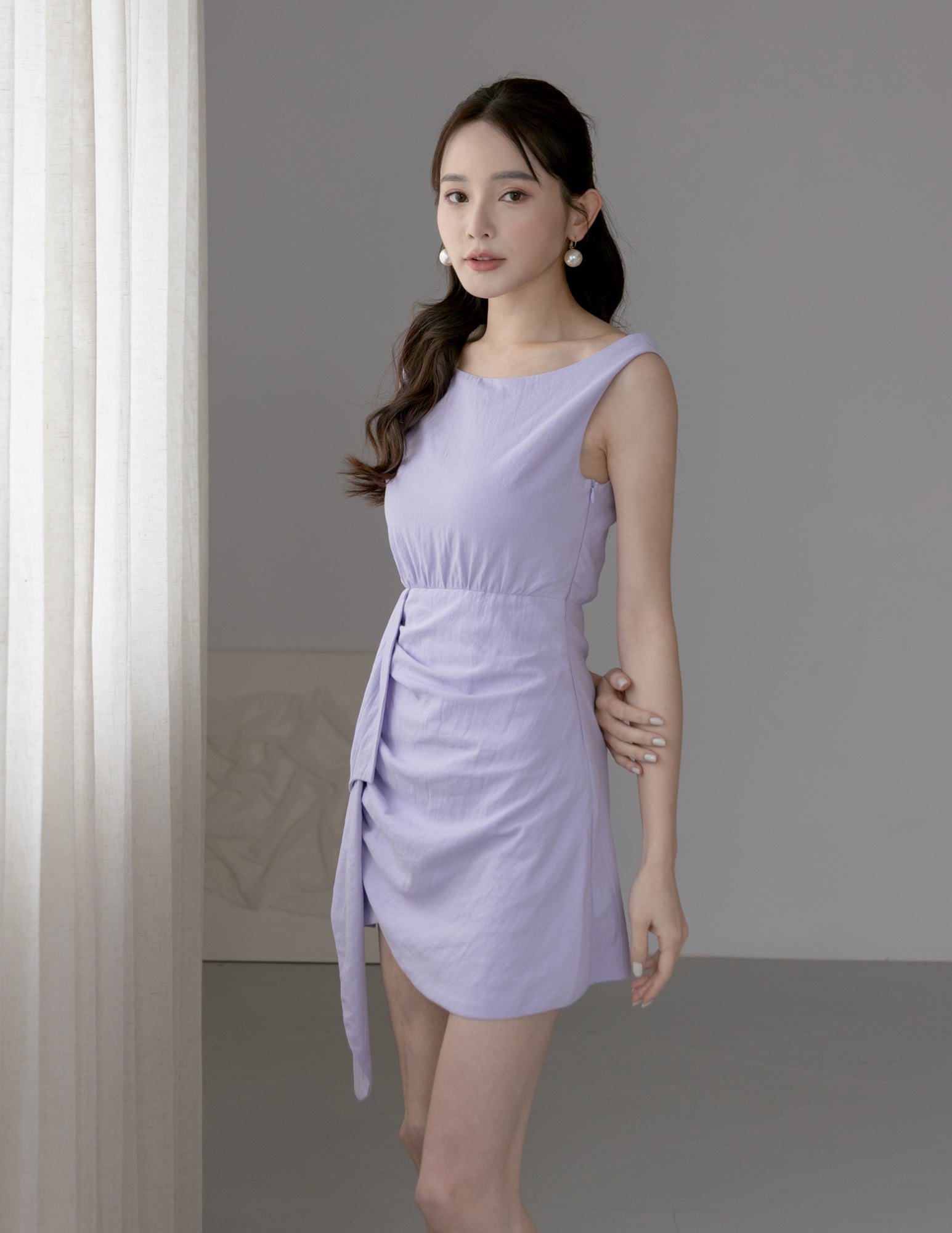 Kelly Linen Dress in Lilac