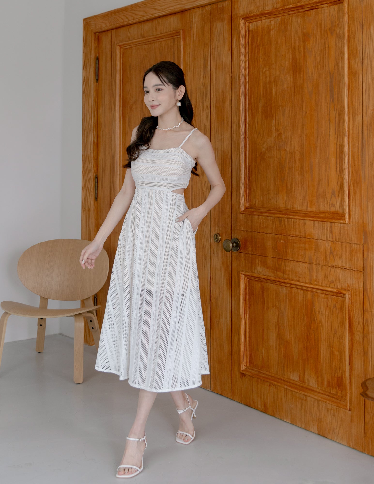 Agatha Lace Trim Dress in White