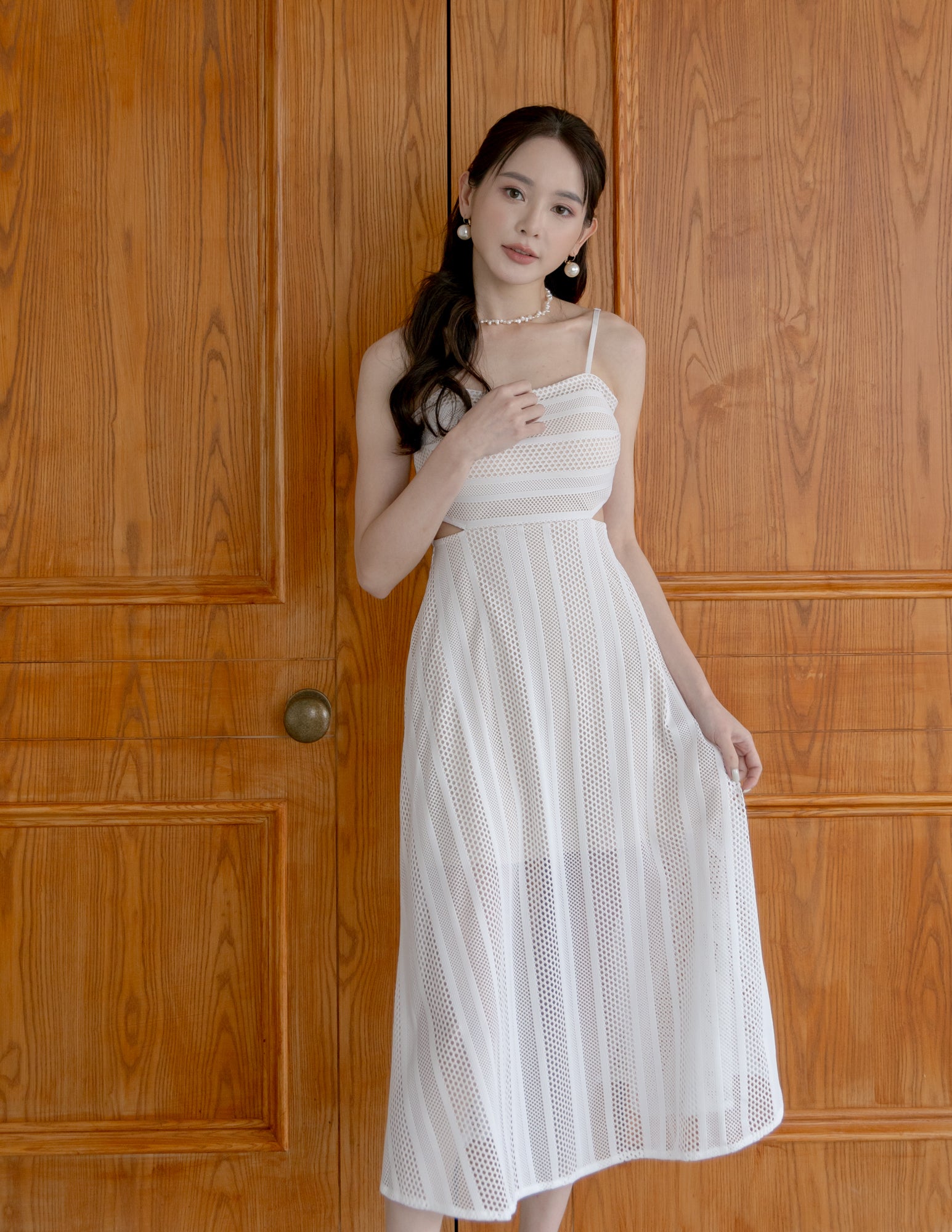 Agatha Lace Trim Dress in White