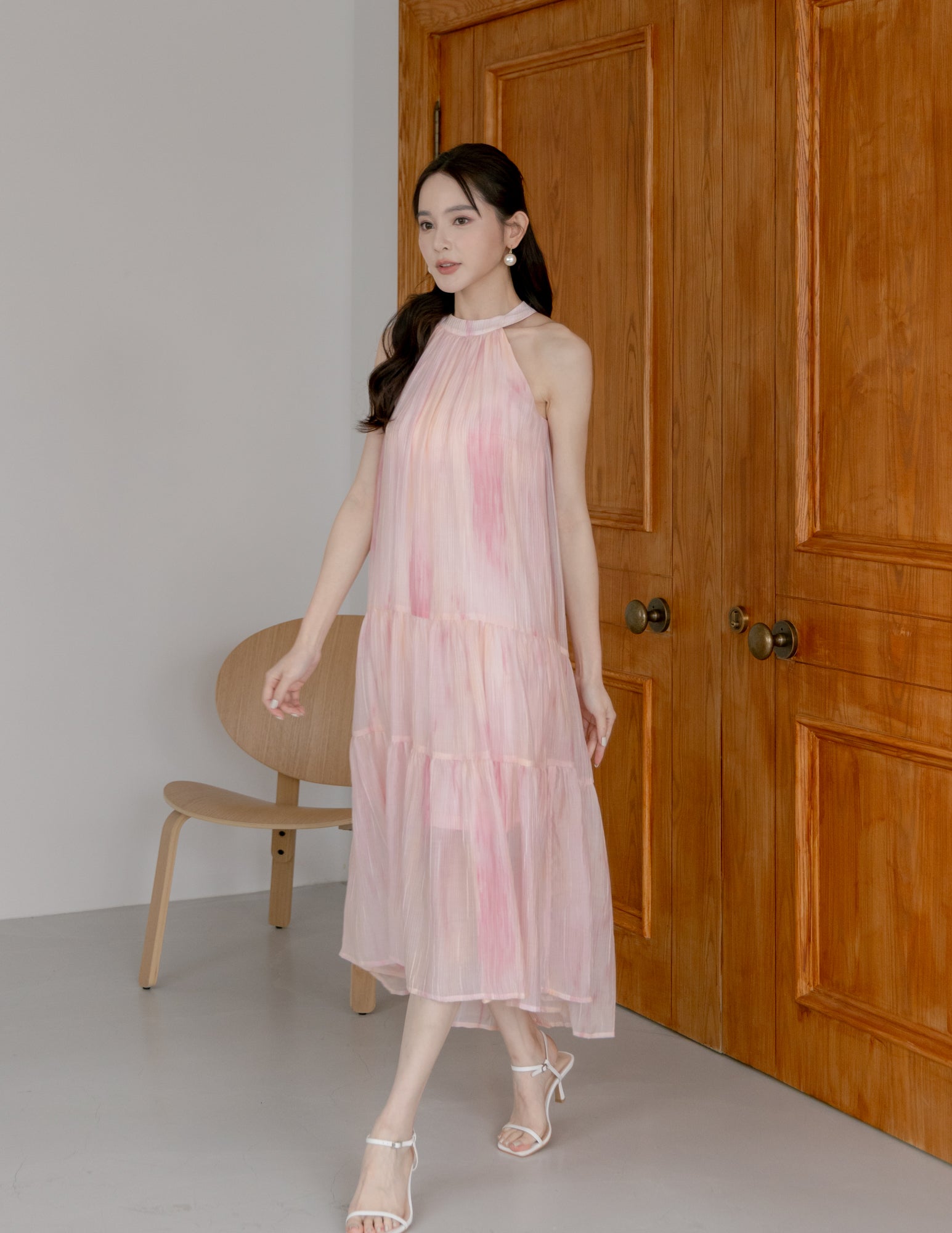 Adelia Organza Ombre Dress in Pink