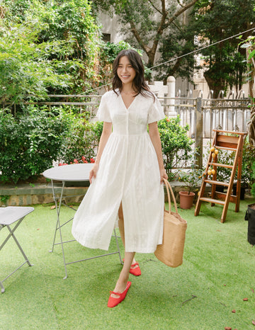 Dionne Eyelet Midi Dress in White