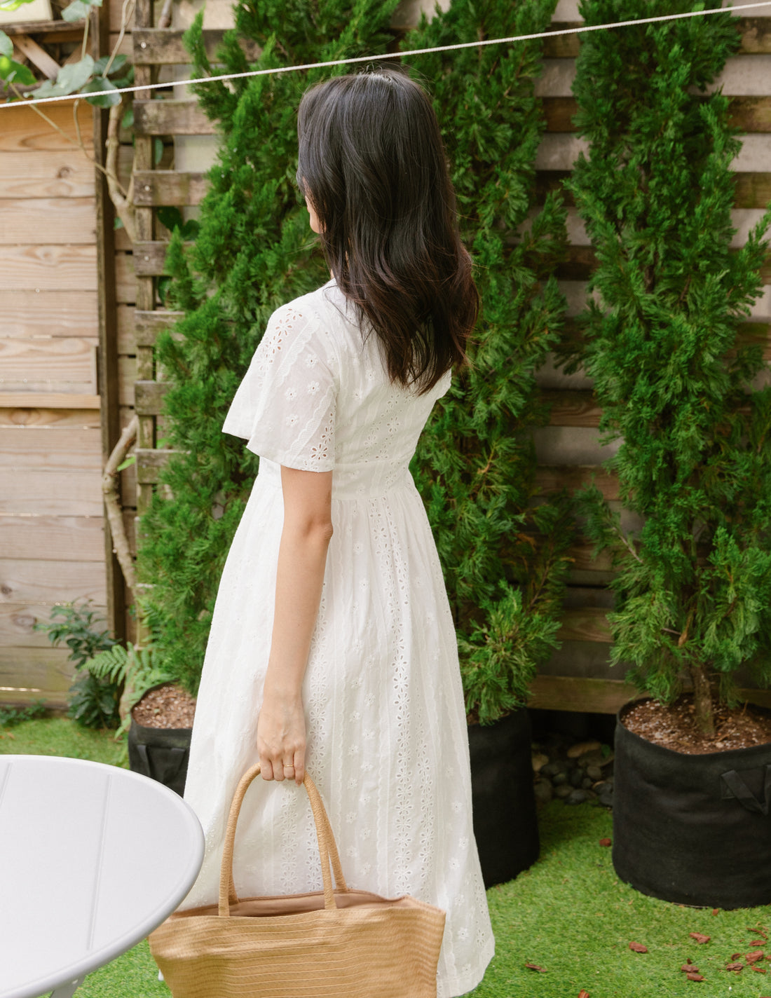 Dionne Eyelet Midi Dress in White