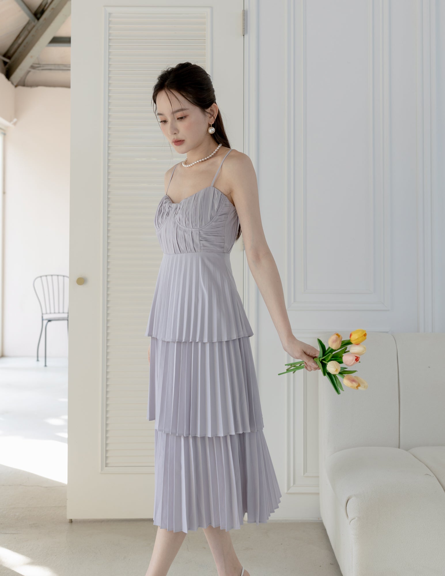 Celine Dress in Lilac Grey