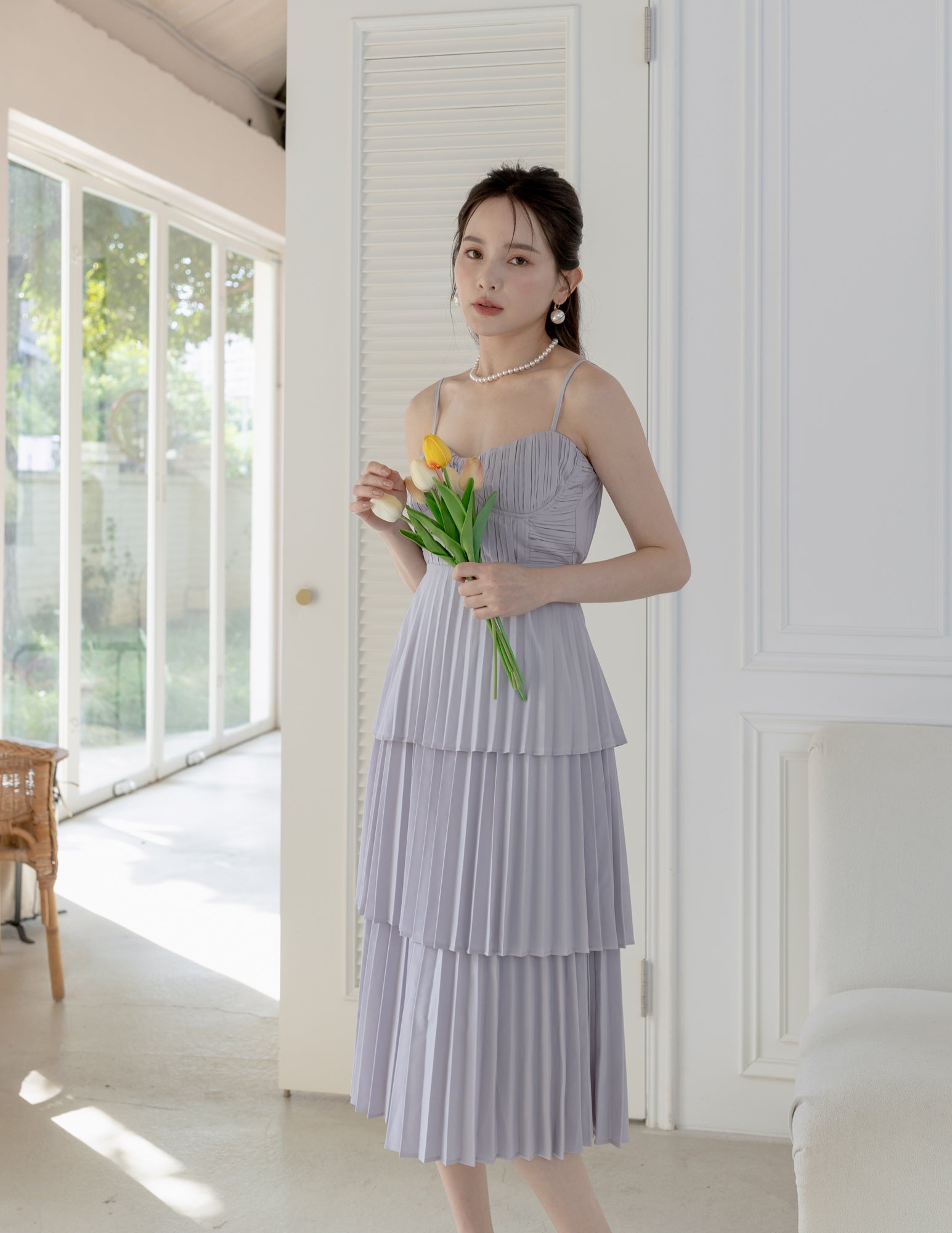 Celine Dress in Lilac Grey