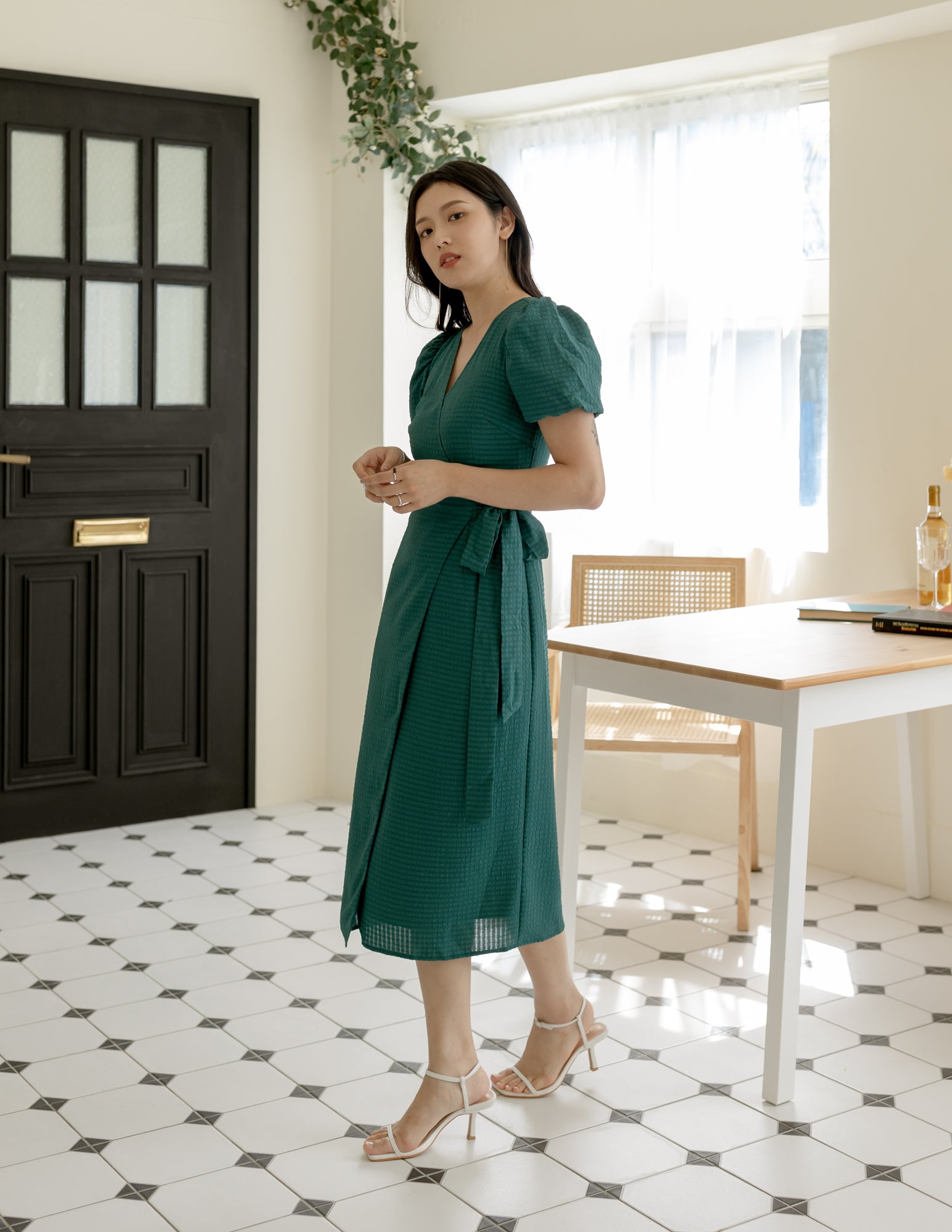 Maeve Wrap Dress in Forest Green