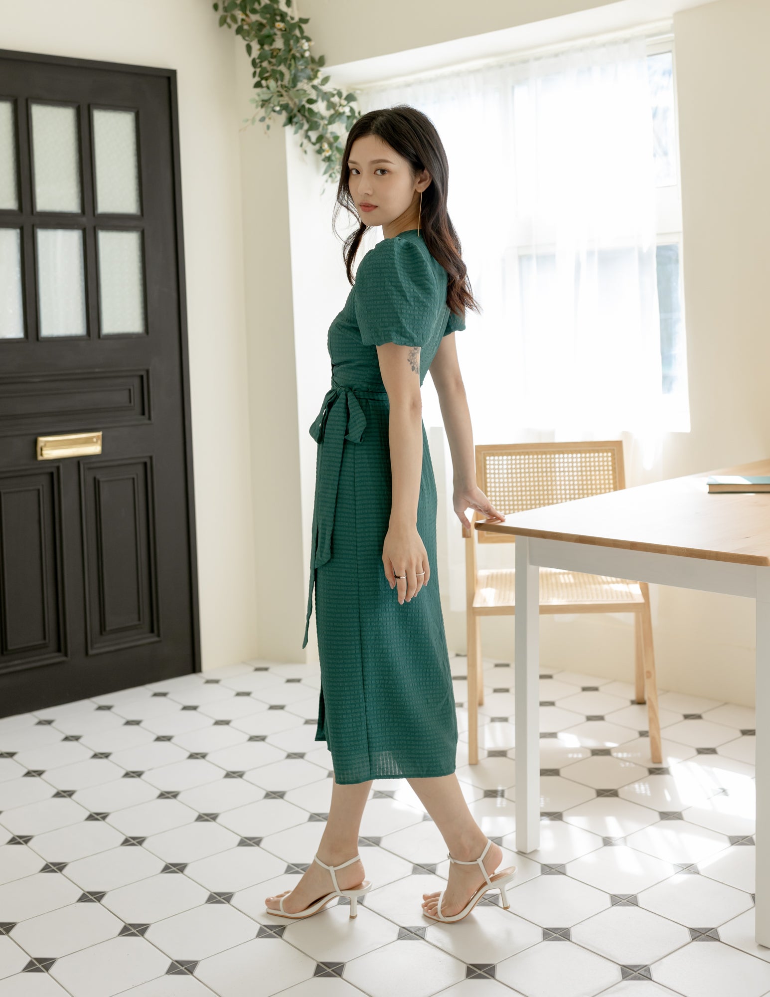 Maeve Wrap Dress in Forest Green