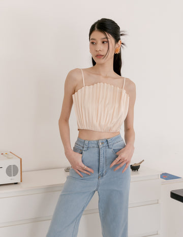 Zoya Pleated Top in Cream