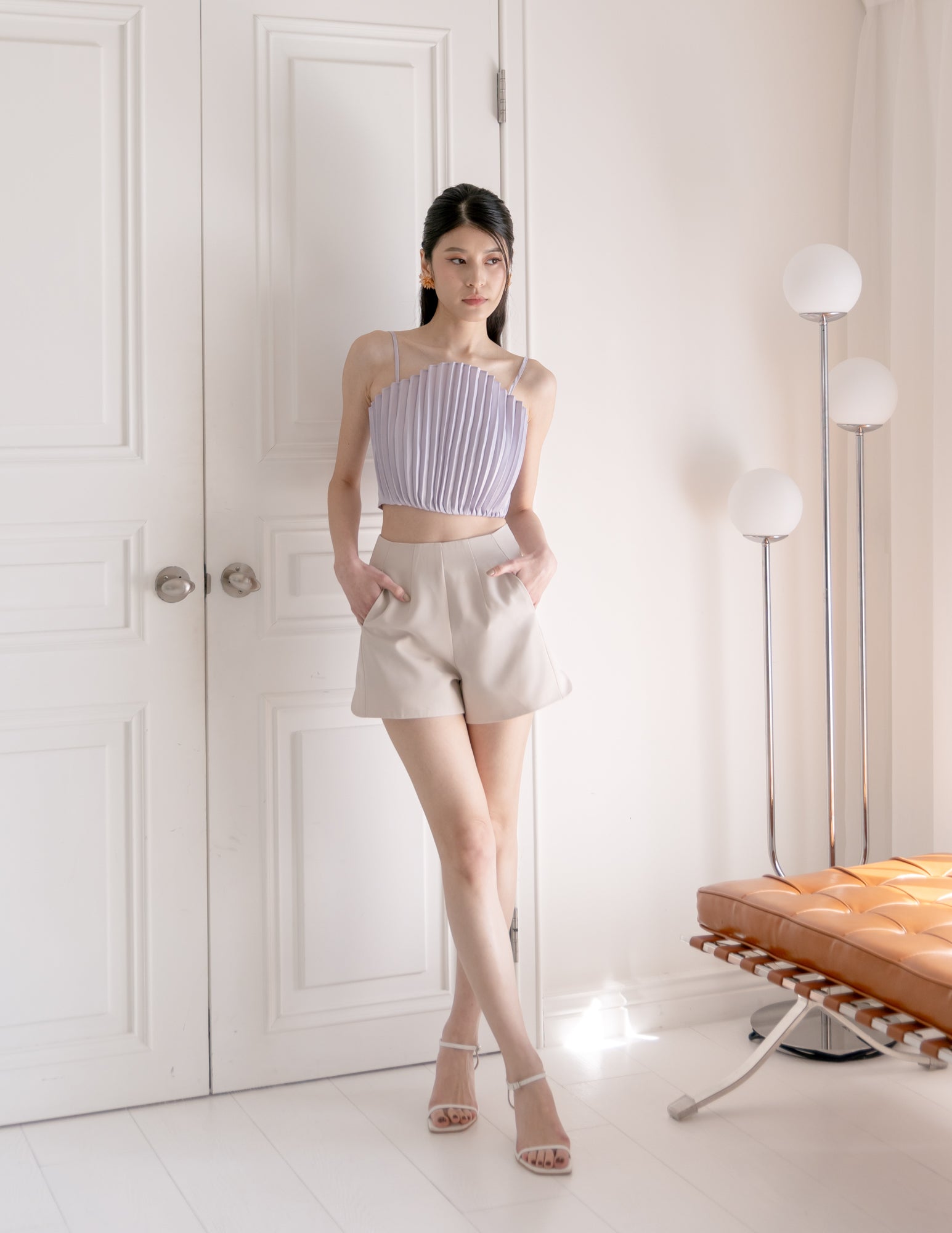 Zoya Pleated Top in Lilac