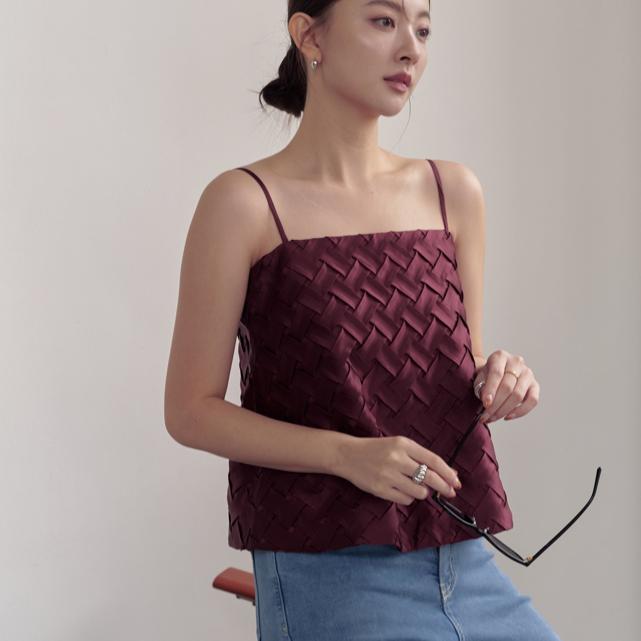 Helena Weave Top in Wine
