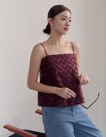 Helena Weave Top in Wine