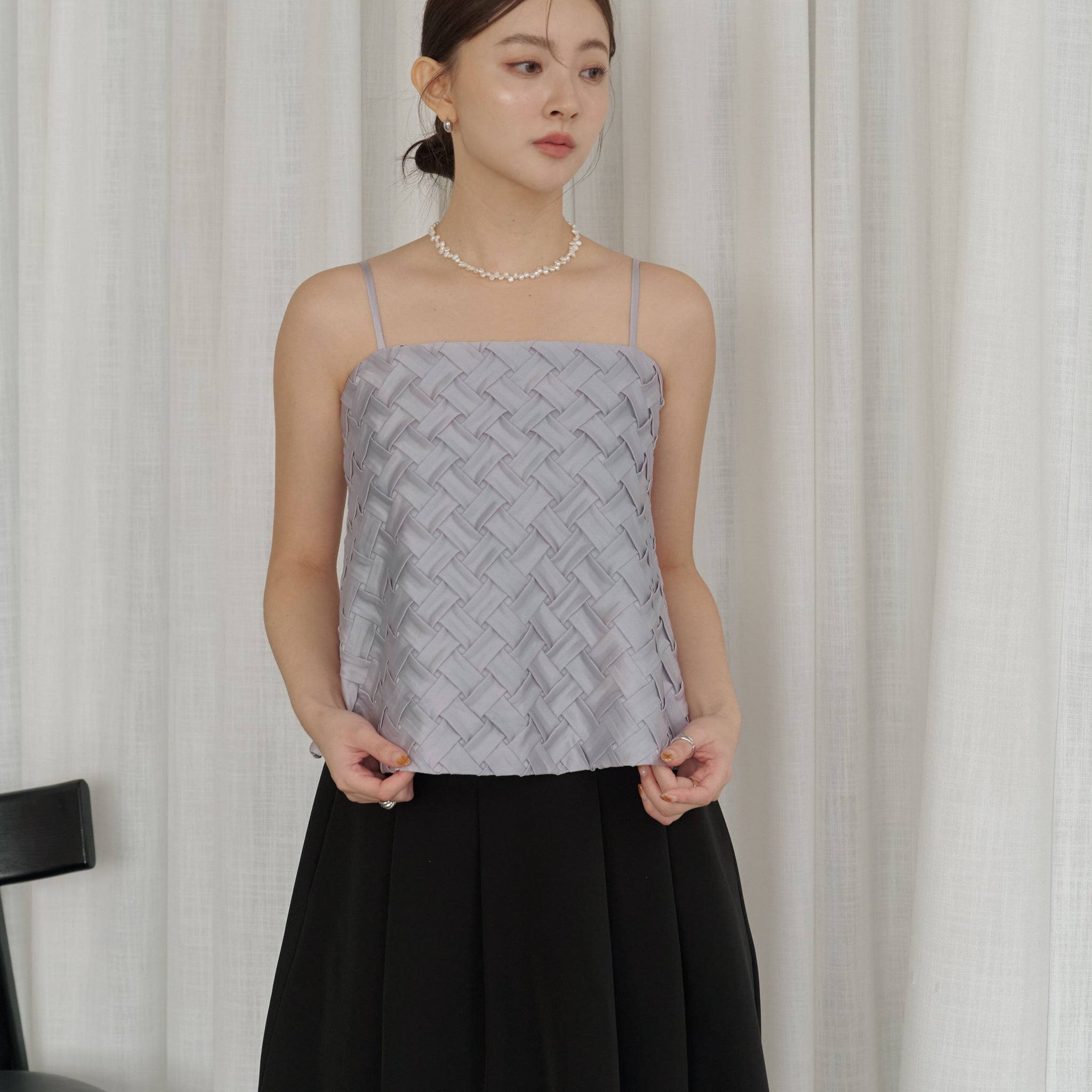 Helena Weave Top in Lilac Grey