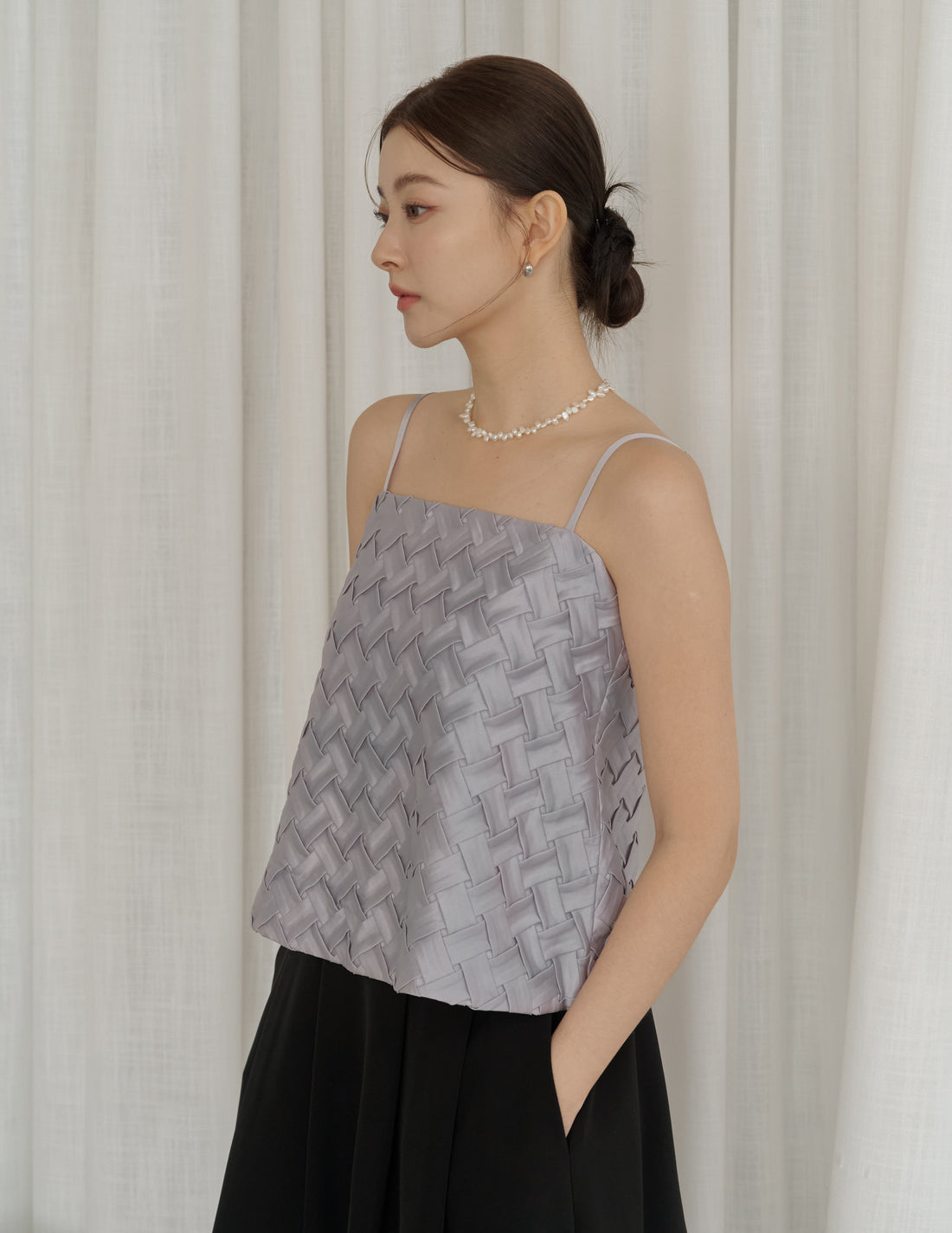 Helena Weave Top in Lilac Grey