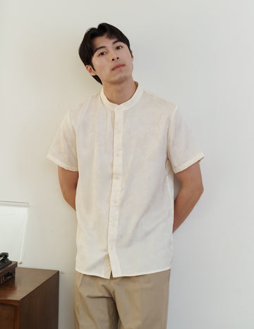 Jasper Jacquard Men's Shirt in Ivory