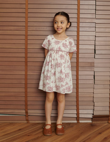 Anya Floral Girl's Dress in Maroon