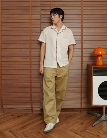 Eli Contrast Trim Men's Shirt in Maroon