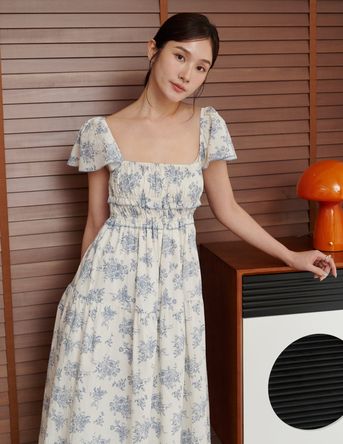 Lila Floral Midi Dress in Blue