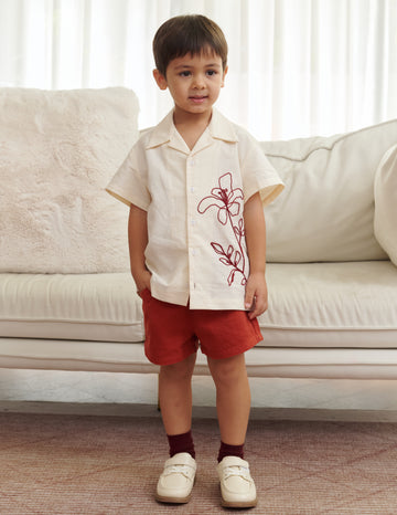 Ken Embroidered Floral Boy's Shirt