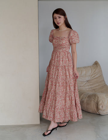 Lynette Padded Maxi Dress in Vintage Floral
