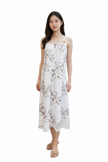 Coco Embroidered Floral Dress in White
