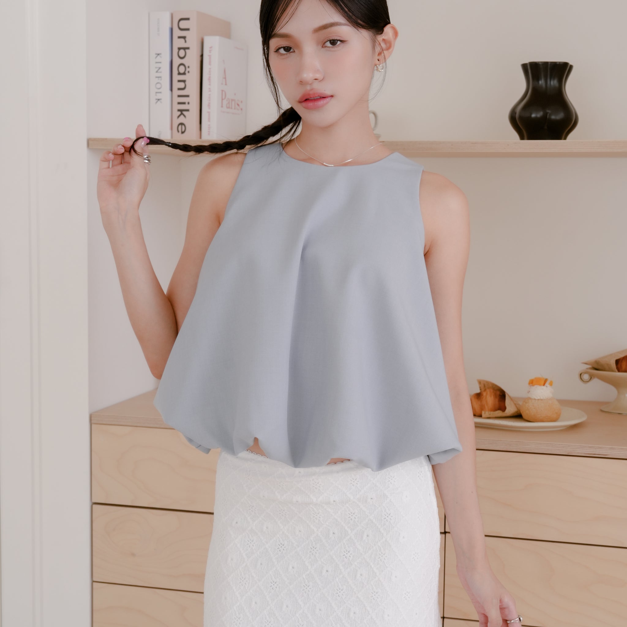Joyce Bubble Top in Blue