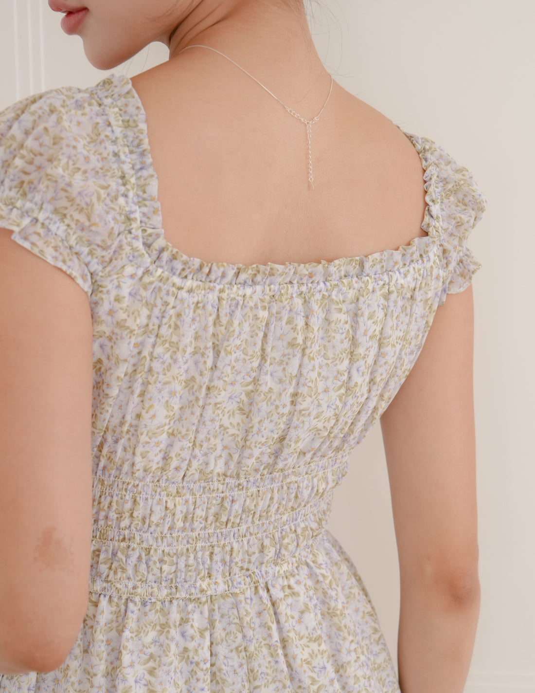 Elsa Floral Midi Dress in Lavender Field