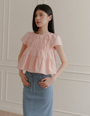 Kimberly Tiered Babydoll Top in Pink