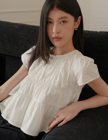 Kimberly Tiered Babydoll Top in White