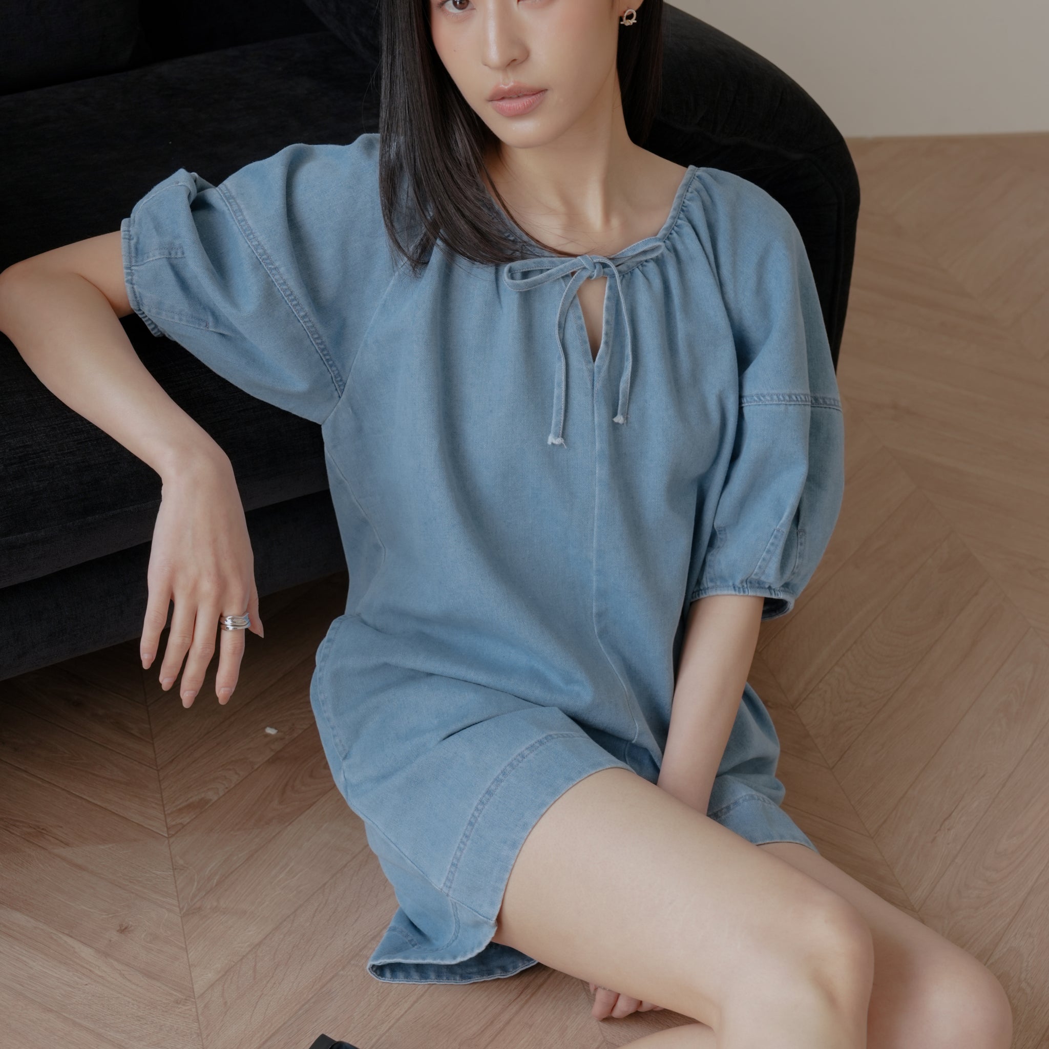 Trixi Oversized Denim Romper in Light Wash