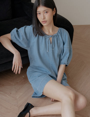 Trixi Oversized Denim Romper in Light Wash