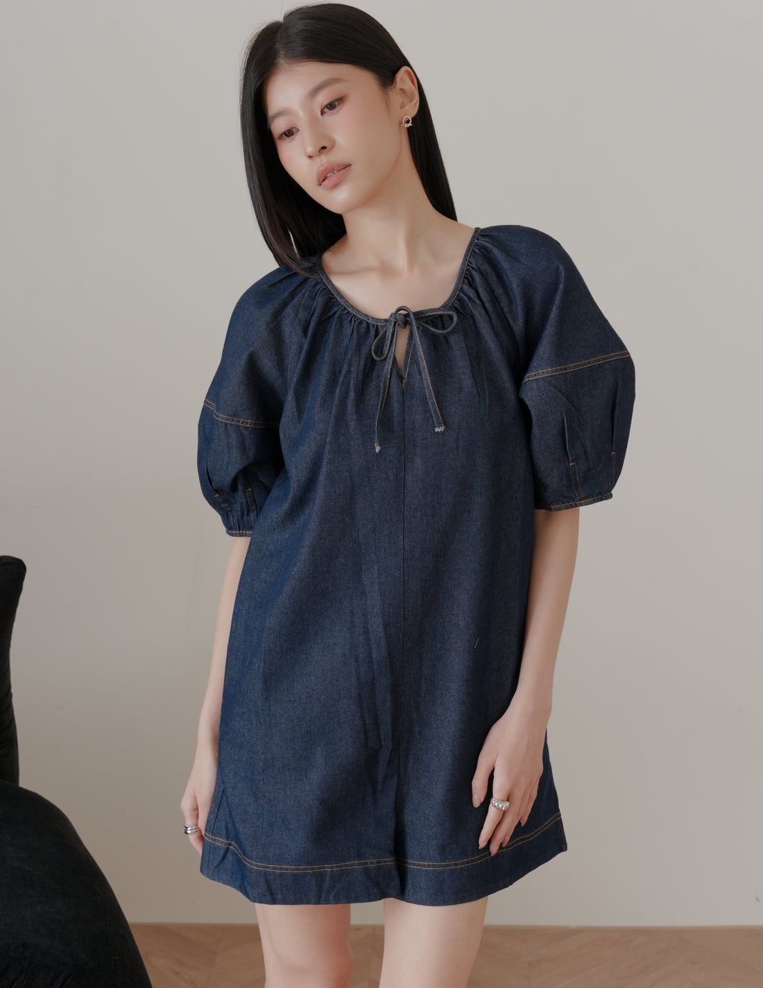 Trixi Oversized Denim Romper in Dark Wash