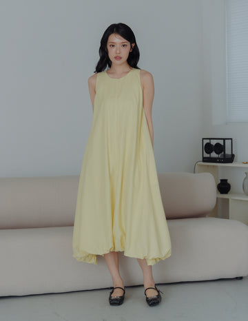 Jocelyn Bubble Midi Dress in Yellow