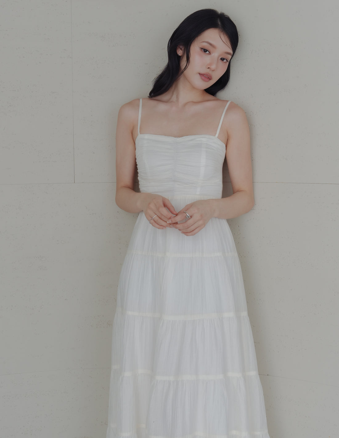 Lyndsey Padded Maxi Dress in White