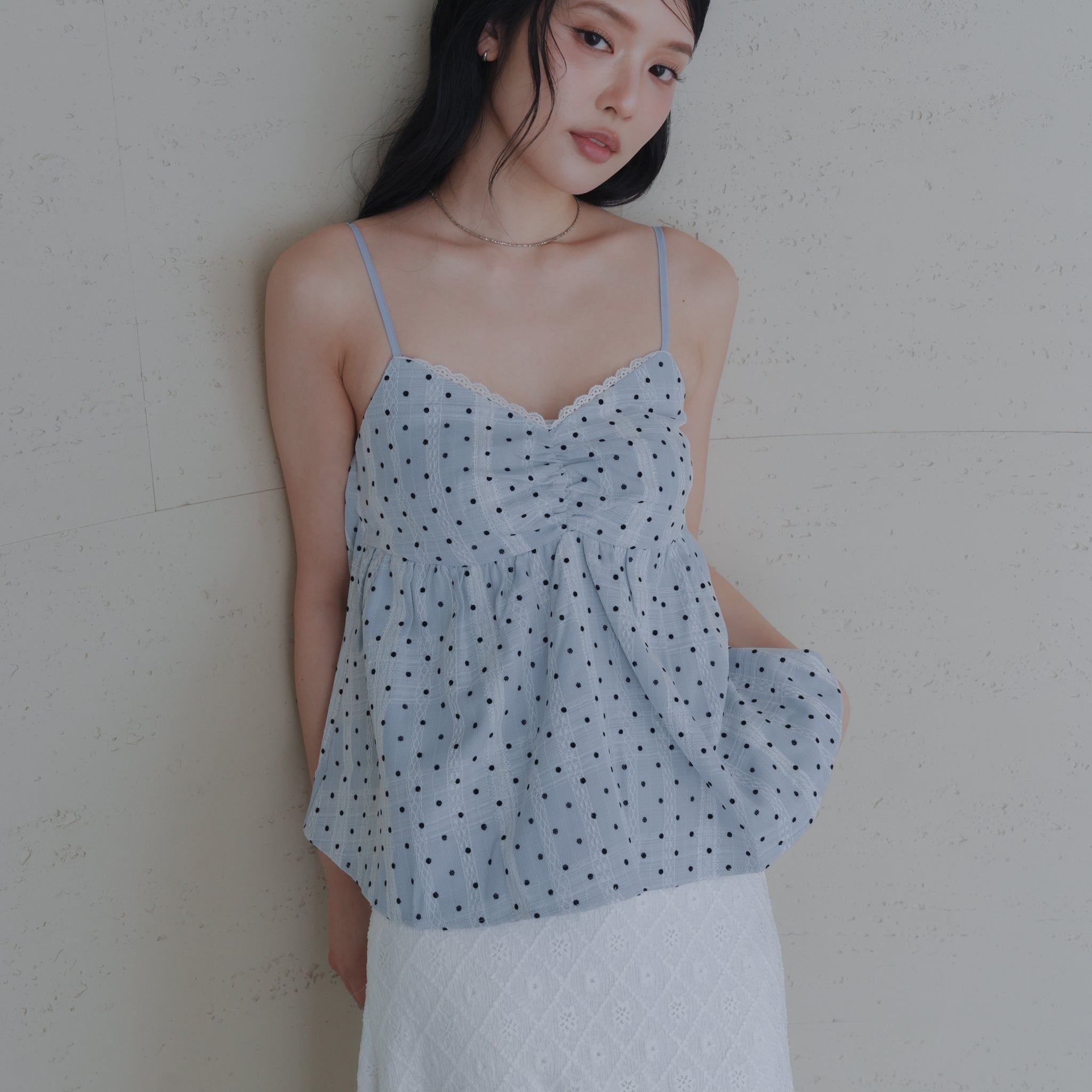 Rita Padded Babydoll Top in Polka Dot