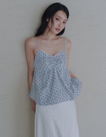 Rita Padded Babydoll Top in Polka Dot