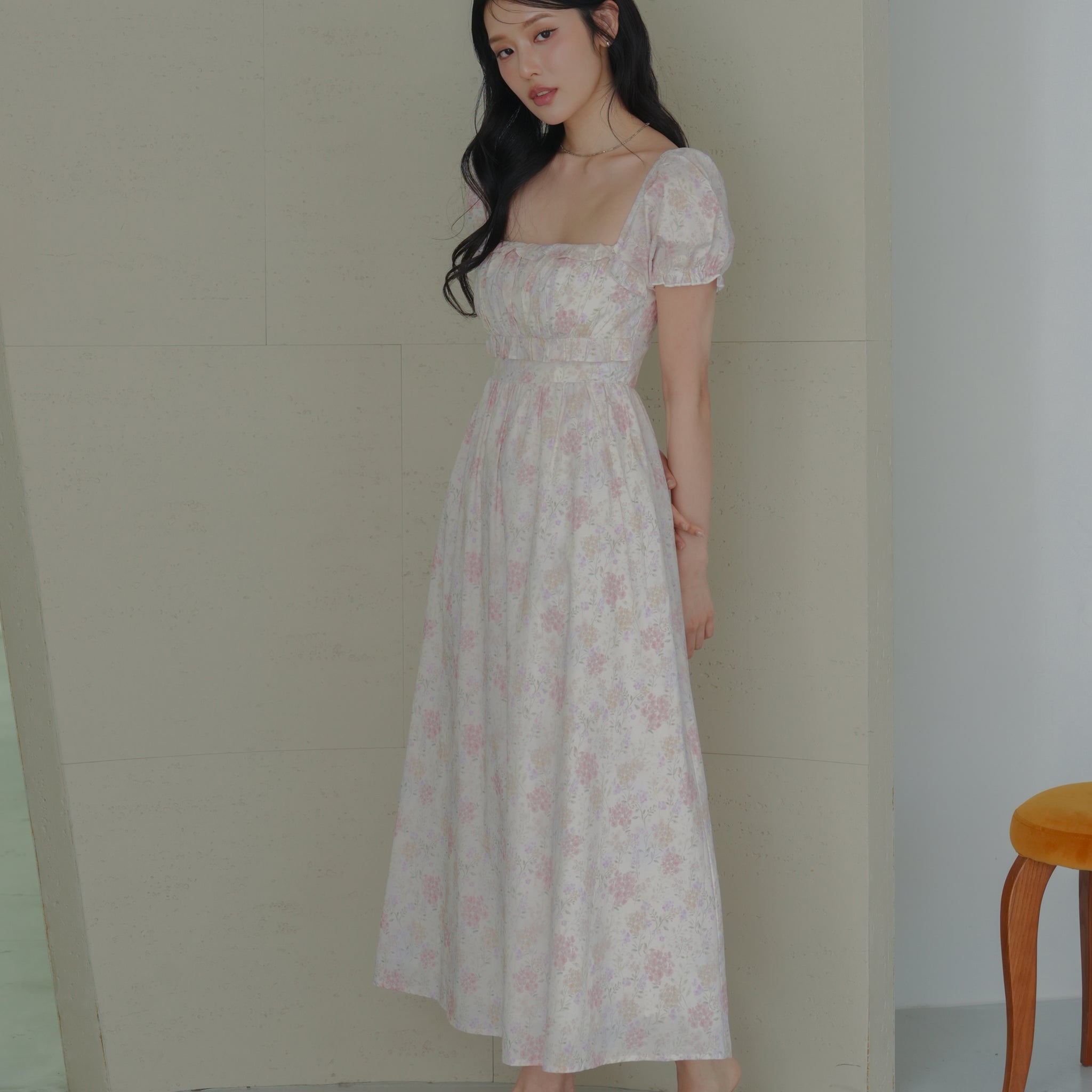 Jasmine Padded Maxi Dress in Blush Floral
