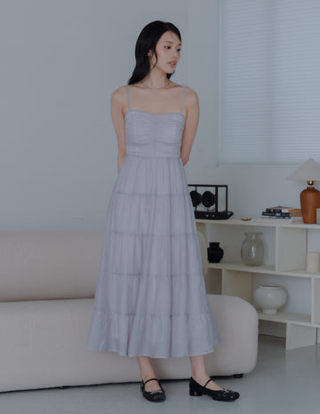 Lyndsey Padded Maxi Dress in Lilac